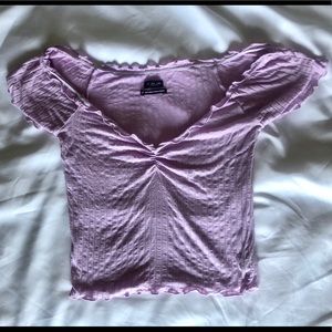 Cropped Ribbed Purple Lettuce Top - UO
